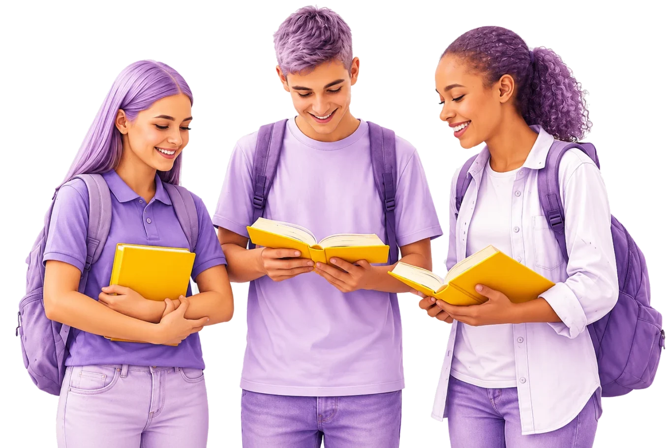 Three Merit Minds students reading together